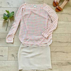 Loft Long Sleeve Orange & White Top Size XS